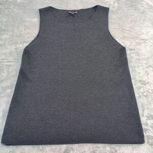 Eileen Fisher Black 100% Merino Wool Italian‎ Yarn Sleeveless Knit Top Size M